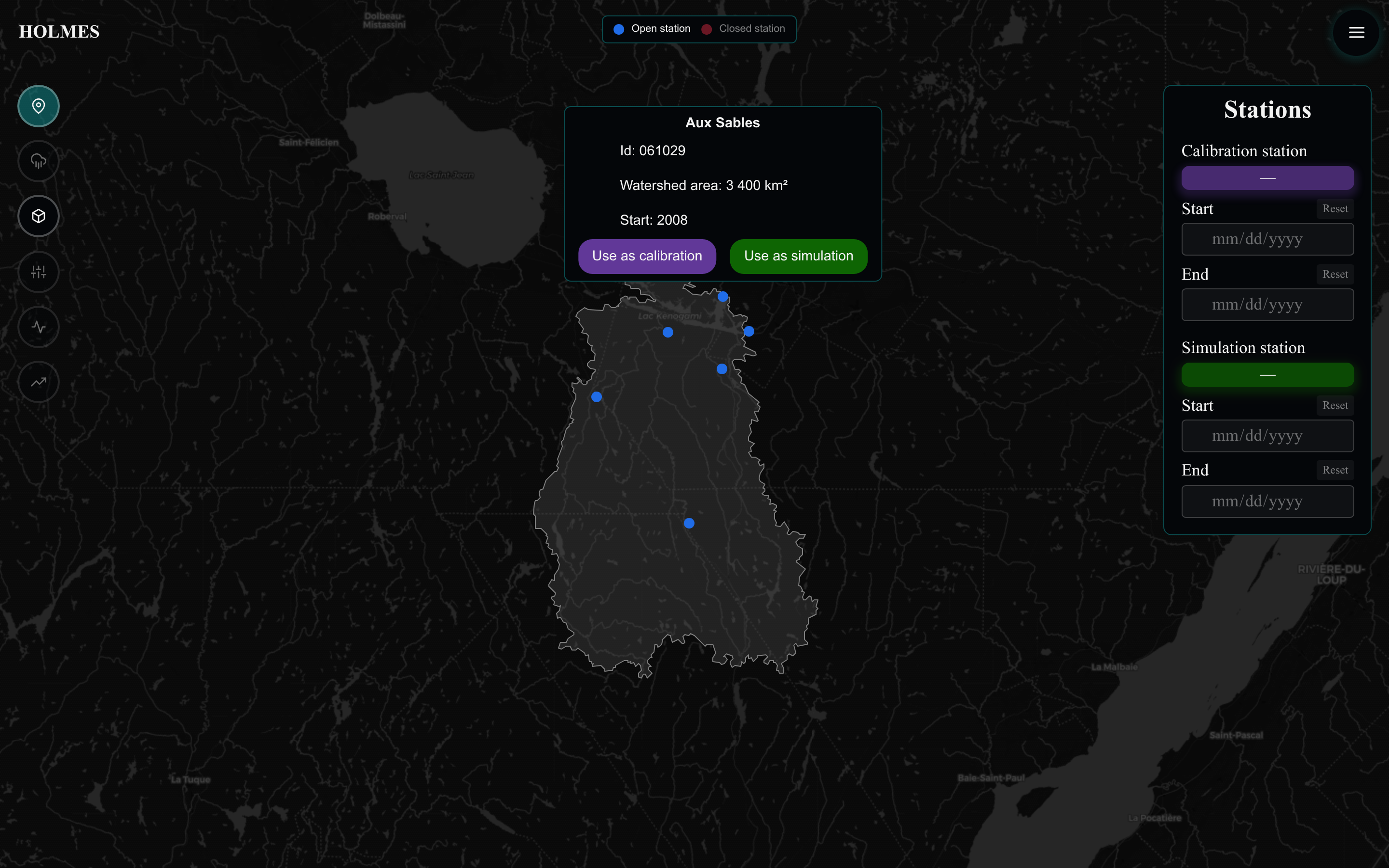 Station card on the map