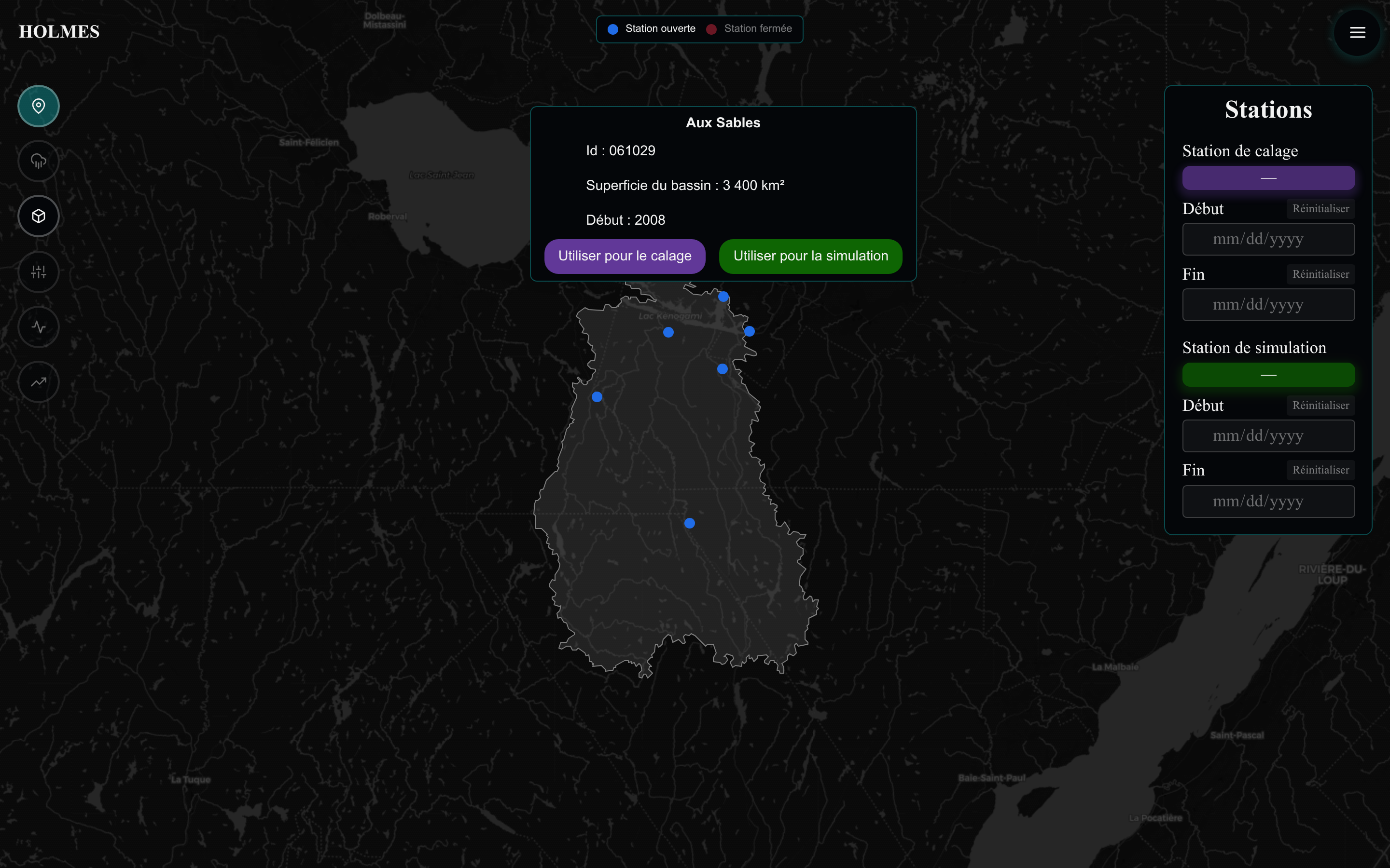 Fiche de station sur la carte